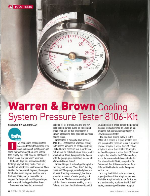 cooling system tool test